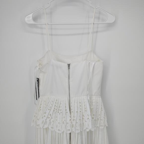 Gianni Bini White Eyelet Lace Pleated Midi Dress Peplum NWT Size 0 Bridal - Picture 13 of 16